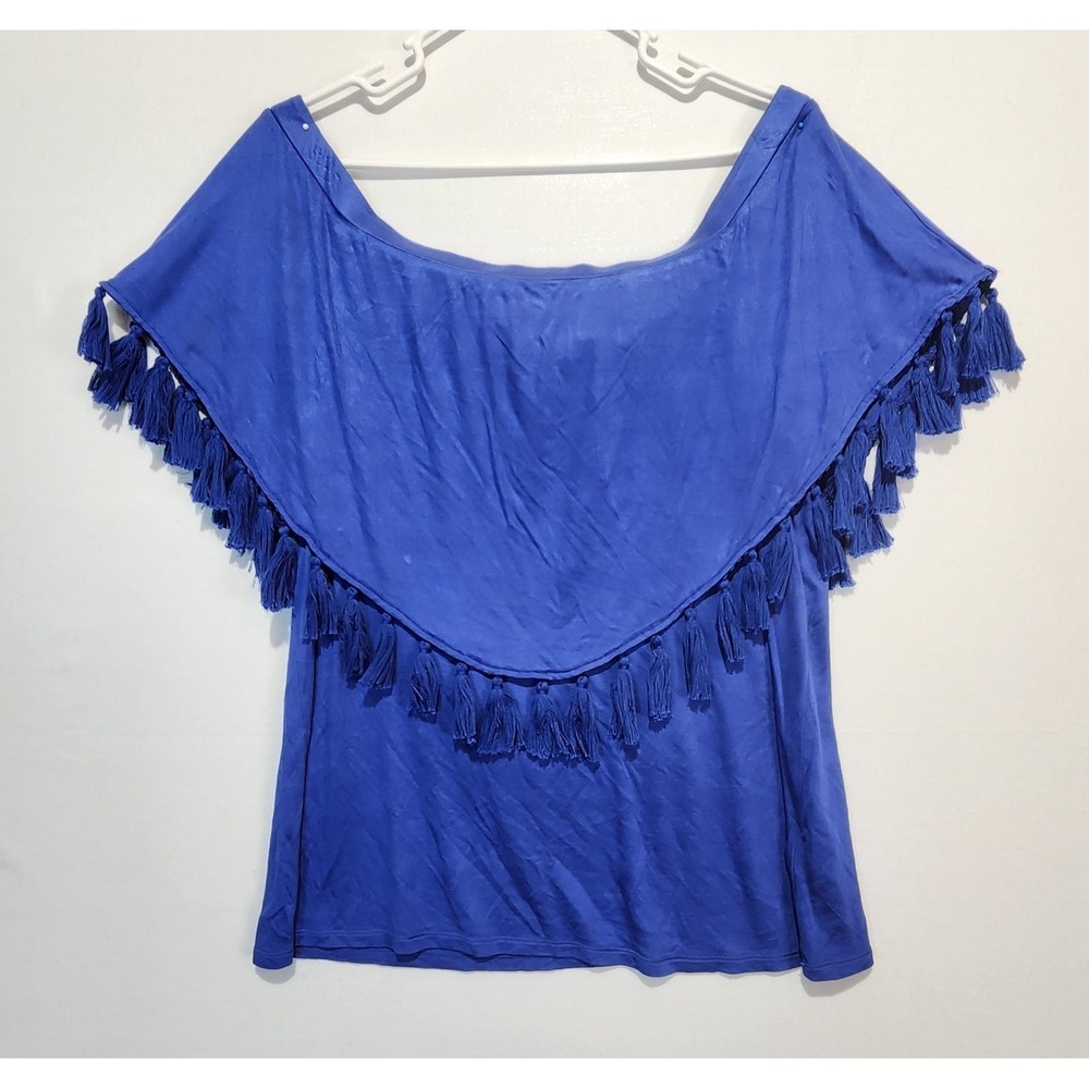 White House Black Market Women's Casual‎ Preppy Cocktail Blue Top Size XL